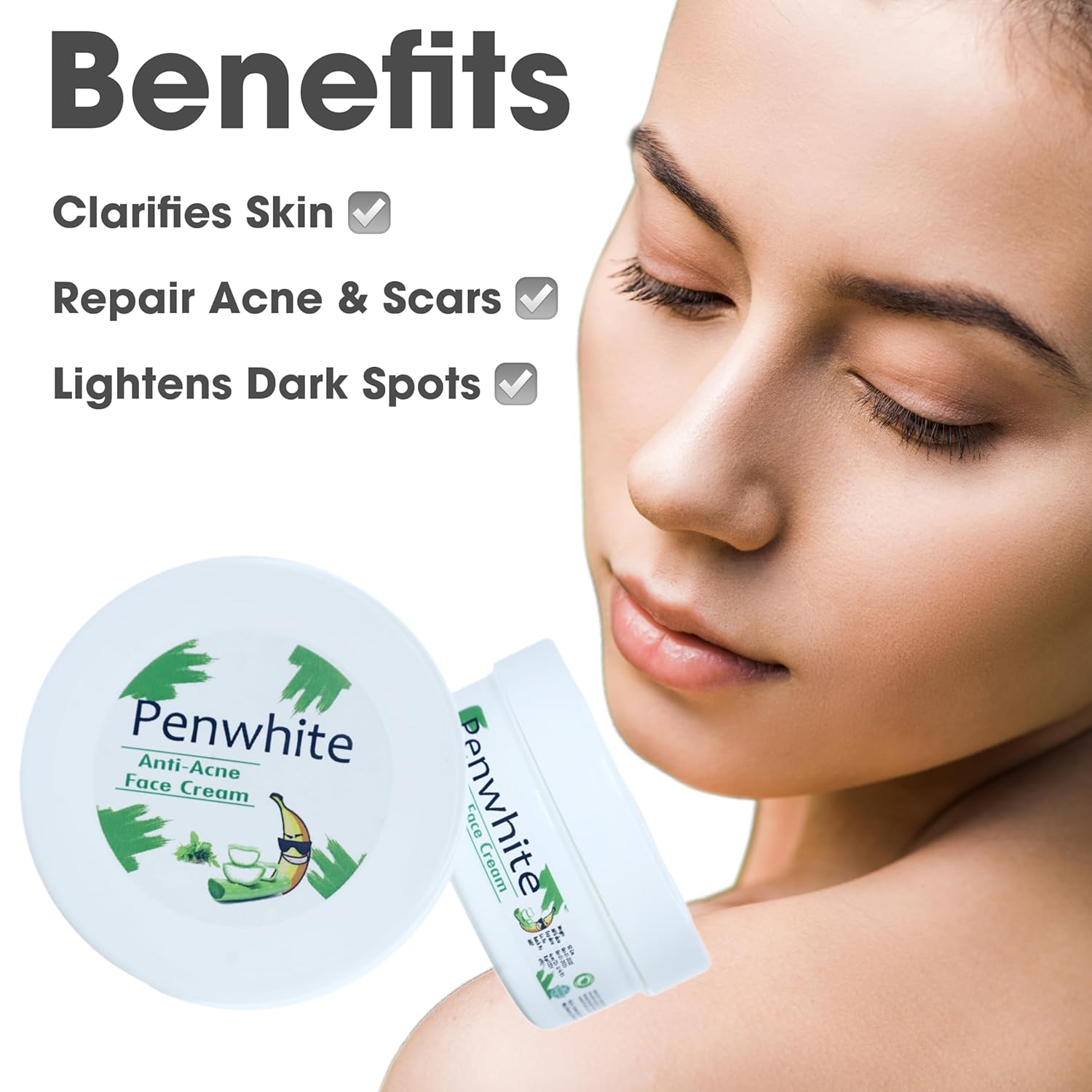 Penwhite Anti Acne & Pimple Removal Face Hydrating Cream for Marks, Dark Spot Removal with Neem, Tea Tree and Aloe Vera, 50 gms - Image 2