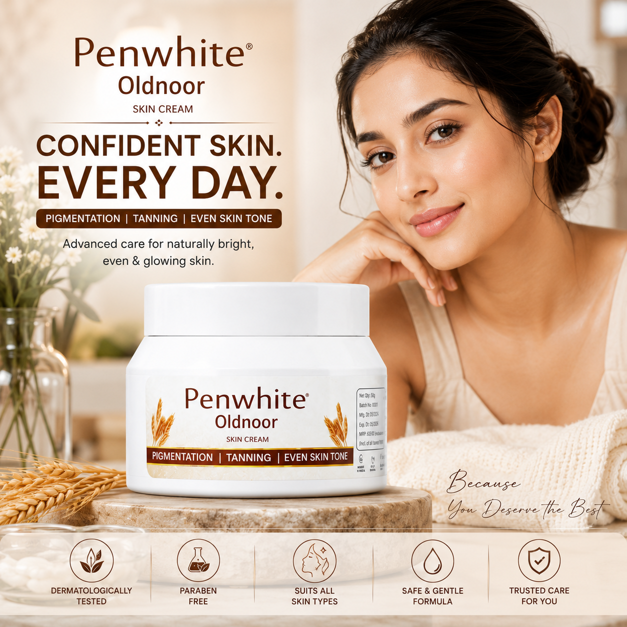 Home penwhite brightening & whitening body cream for women | enriched with 2% alpha arbutin & 4% niacinamide cream